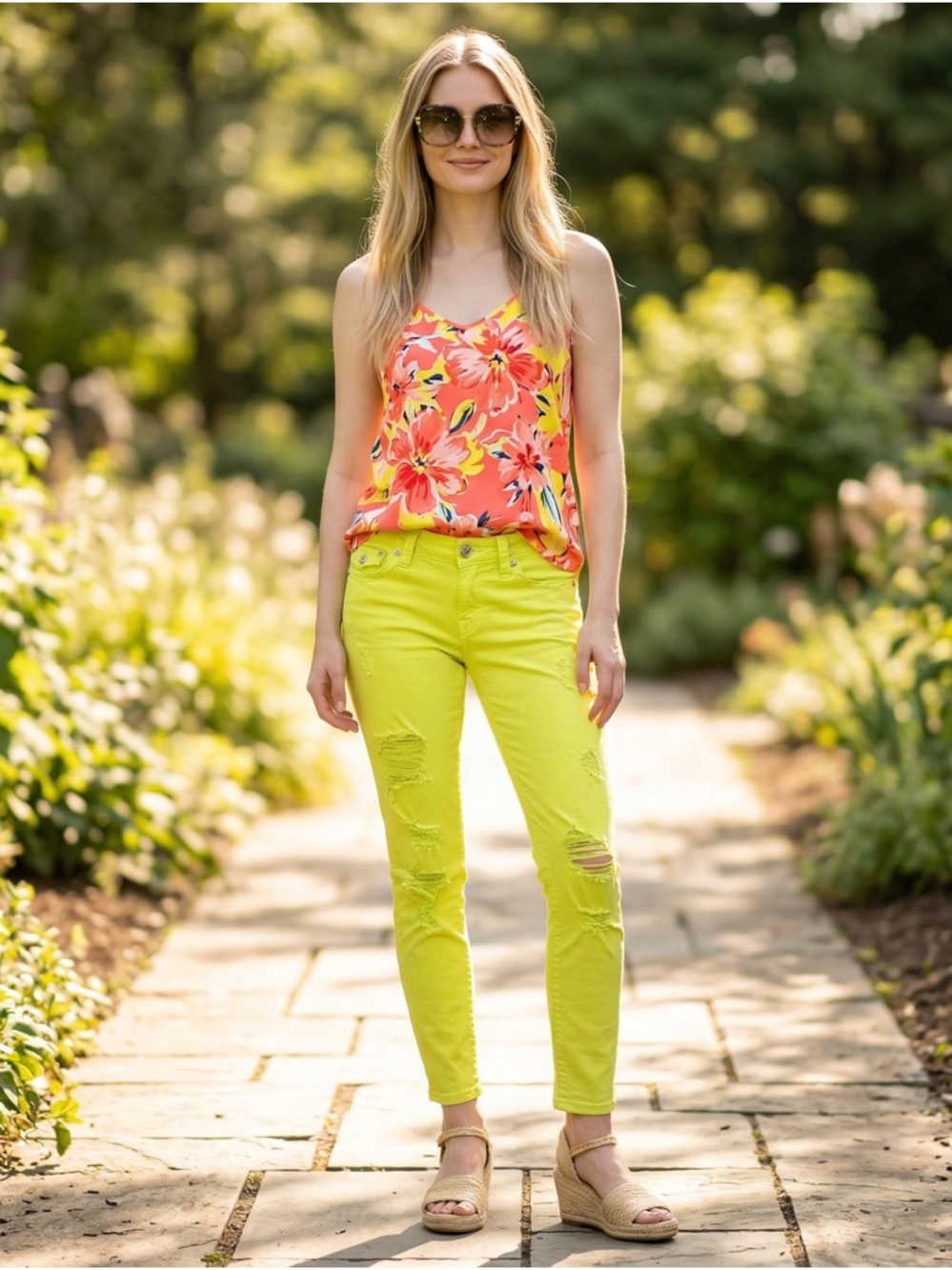 True Religion Canary Yellow Super Skinny Distressed Jeans 26